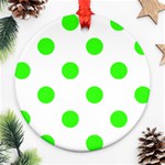 Polka Dots - Neon Green on White Ornament (Round)