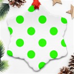 Polka Dots - Neon Green on White Ornament (Snowflake)