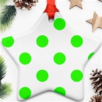 Polka Dots - Neon Green on White Star Ornament (Two Sides)