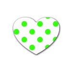 Polka Dots - Neon Green on White Heart Coaster (4 pack)