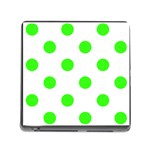 Polka Dots - Neon Green on White Memory Card Reader (Square)