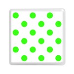 Polka Dots - Neon Green on White Memory Card Reader with Storage (Square)