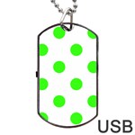Polka Dots - Neon Green on White Dog Tag USB Flash (Two Sides)