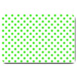 Polka Dots - Neon Green on White Large Doormat