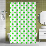 Polka Dots - Neon Green on White Shower Curtain 48  x 72  (Small)
