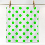 Polka Dots - Neon Green on White Face Towel