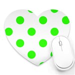 Polka Dots - Neon Green on White Heart Mousepad