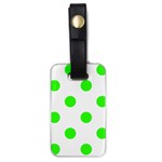 Polka Dots - Neon Green on White Luggage Tag (One Side)