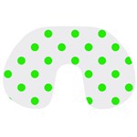 Polka Dots - Neon Green on White Travel Neck Pillow