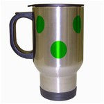 Polka Dots - Neon Green on White Travel Mug (Silver Gray)