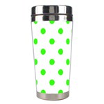 Polka Dots - Neon Green on White Stainless Steel Travel Tumbler