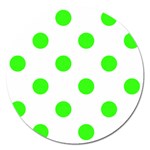 Polka Dots - Neon Green on White Magnet 5  (Round)