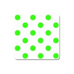 Polka Dots - Neon Green on White Magnet (Square)