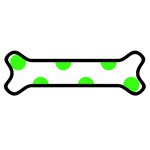 Polka Dots - Neon Green on White Magnet (Dog Bone)