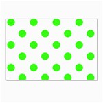 Polka Dots - Neon Green on White Postcards 5  x 7  (Pkg of 10)