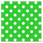 Polka Dots - White on Lime Green Large Satin Scarf (Square)