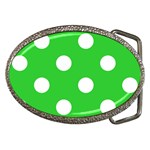 Polka Dots - White on Lime Green Belt Buckle
