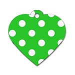 Polka Dots - White on Lime Green Dog Tag Heart (One Side)