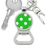 Polka Dots - White on Lime Green Bottle Opener Key Chain