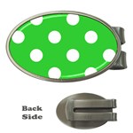 Polka Dots - White on Lime Green Money Clip (Oval)