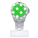 Polka Dots - White on Lime Green Nurses Watch