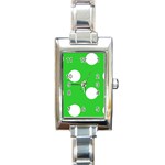 Polka Dots - White on Lime Green Rectangle Italian Charm Watch