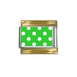 Polka Dots - White on Lime Green Gold Trim Italian Charm (9mm)
