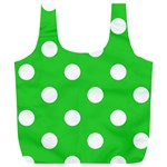 Polka Dots - White on Lime Green Full Print Recycle Bag (XL)