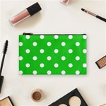 Polka Dots - White on Lime Green Cosmetic Bag (S)