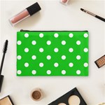Polka Dots - White on Lime Green Cosmetic Bag (M)