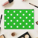 Polka Dots - White on Lime Green Cosmetic Bag (L)