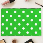 Polka Dots - White on Lime Green Cosmetic Bag (XXL)