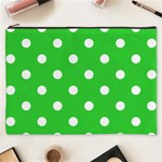 Polka Dots - White on Lime Green Cosmetic Bag (XXXL)