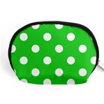 Polka Dots - White on Lime Green Accessory Pouch (Medium)
