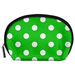 Polka Dots - White on Lime Green Accessory Pouch (Large)