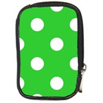 Polka Dots - White on Lime Green Compact Camera Leather Case