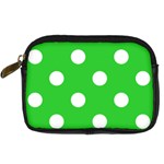 Polka Dots - White on Lime Green Digital Camera Leather Case