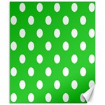 Polka Dots - White on Lime Green Canvas 8  x 10 