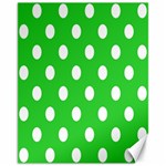 Polka Dots - White on Lime Green Canvas 11  x 14 