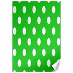 Polka Dots - White on Lime Green Canvas 12  x 18 