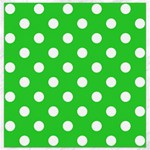 Polka Dots - White on Lime Green Canvas 16  x 16 