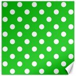 Polka Dots - White on Lime Green Canvas 20  x 20 