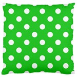 Polka Dots - White on Lime Green Large Cushion Case (Two Sides)