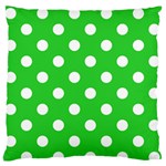 Polka Dots - White on Lime Green Large Flano Cushion Case (Two Sides)