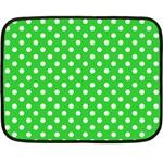 Polka Dots - White on Lime Green Fleece Blanket (Mini)