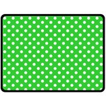 Polka Dots - White on Lime Green Fleece Blanket (Large) (One Side)