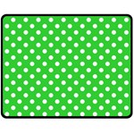 Polka Dots - White on Lime Green Fleece Blanket (Medium) (One Side)