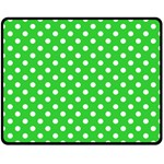 Polka Dots - White on Lime Green Double Sided Fleece Blanket (Medium) (Two Sides)