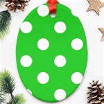 Polka Dots - White on Lime Green Oval Ornament (Two Sides)