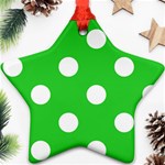 Polka Dots - White on Lime Green Star Ornament (Two Sides)
